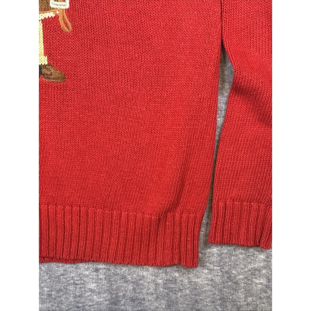 RARE Vintage 90s Polo‎ Ralph Lauren Red Equestrian Horse Knit Sweater Medium